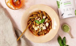 Cauliflower and matcha pasta